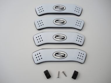 Fußschlaufe - EVA LIGHT 3D incl. Plugs &. Schrauben Weiß / Schwarz | 4 Stck. | + 8 Plugs + 8 Schrauben