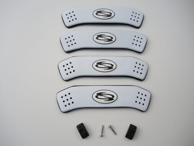 Fußschlaufe - EVA LIGHT 3D incl. Plugs &. Schrauben Weiß / Schwarz | 4 Stck. | + 8 Plugs + 8 Schrauben
